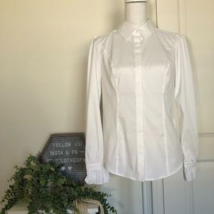 NWOT WHBM white button down collared shirt
